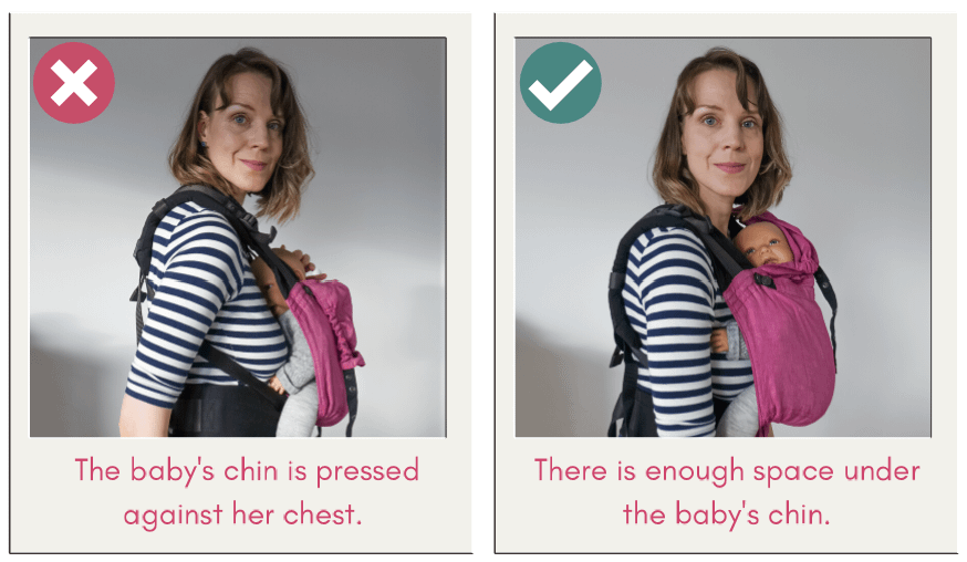 Babywearing safety TICKS - Keep chin off the chest Babywearing safety TICKS - Keep chin off the chest